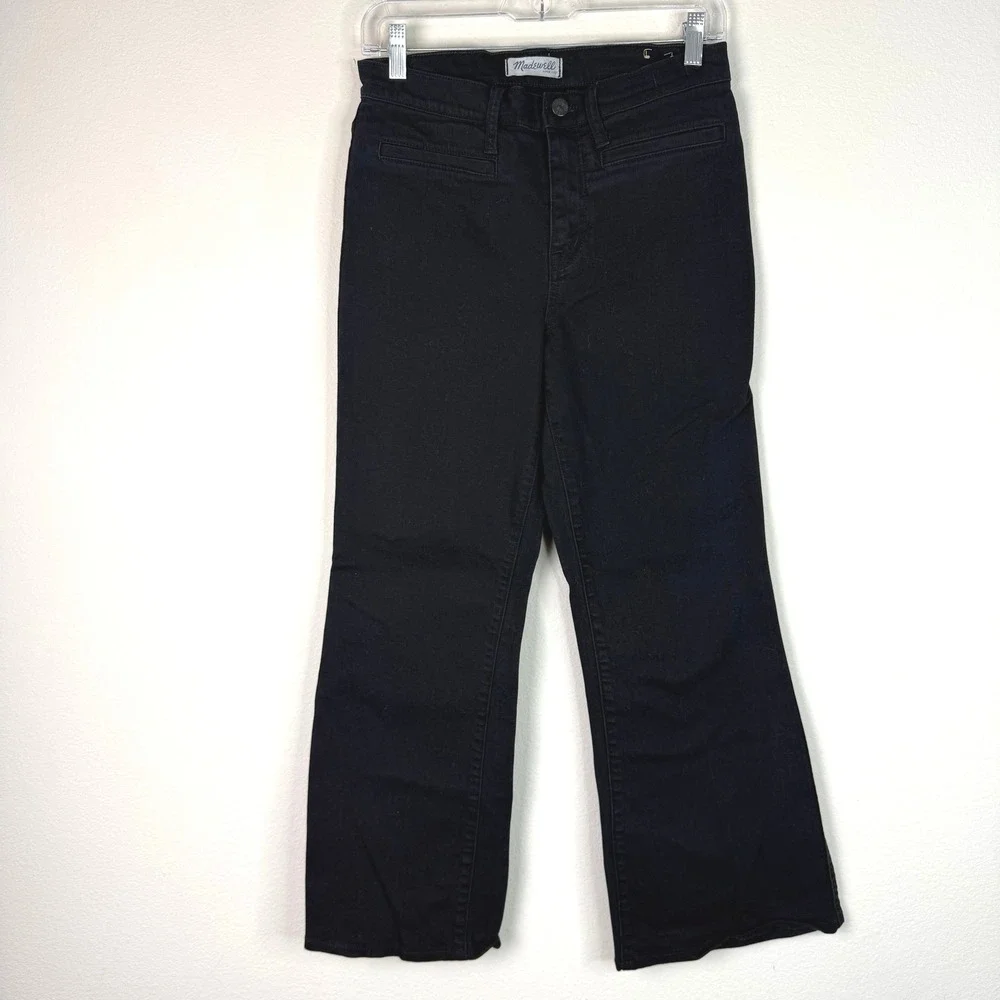 Madewell Jeans Womens 28 Flea Market Flare Black High Rise Stretch Denim Pants